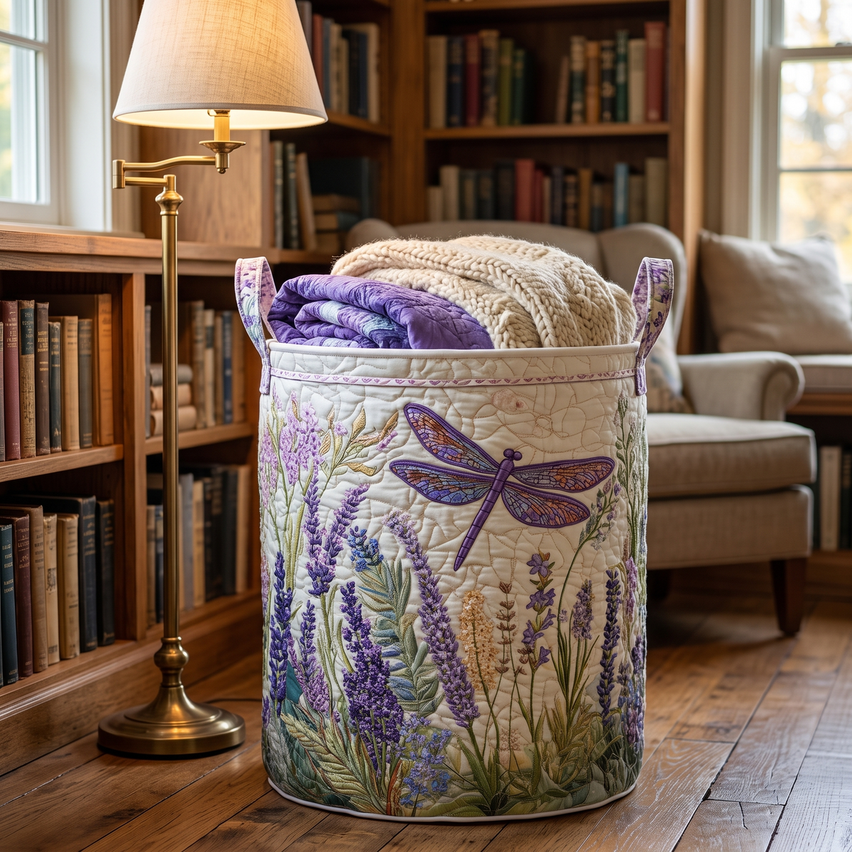 Quilted Laundry Basket - Golden Dragonfly