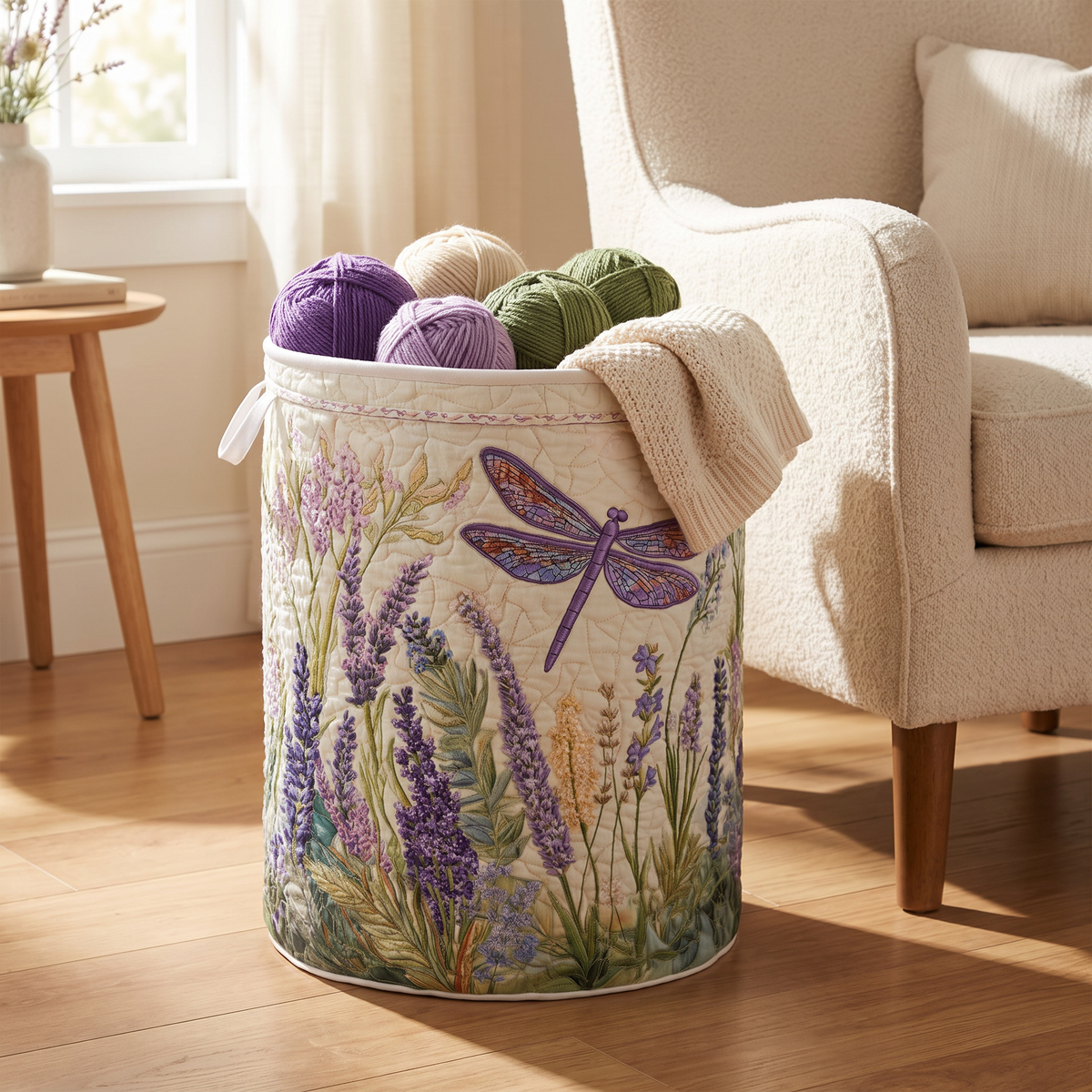 Quilted Laundry Basket - Golden Dragonfly