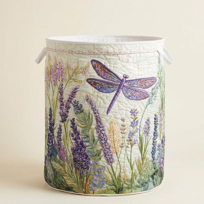 Quilted Laundry Basket - Golden Dragonfly, studio photo
