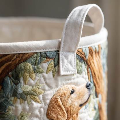 Quilted Laundry Basket - Golden Retriever Field