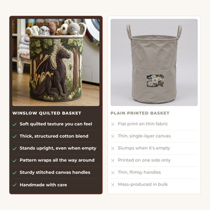 Quilted Laundry Basket - Heartfelt Spirit compared with a plain printed basket