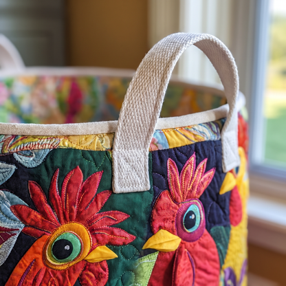 Quilted Laundry Basket - Hen