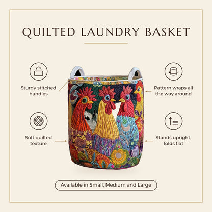 Quilted Laundry Basket - Hen features infographic