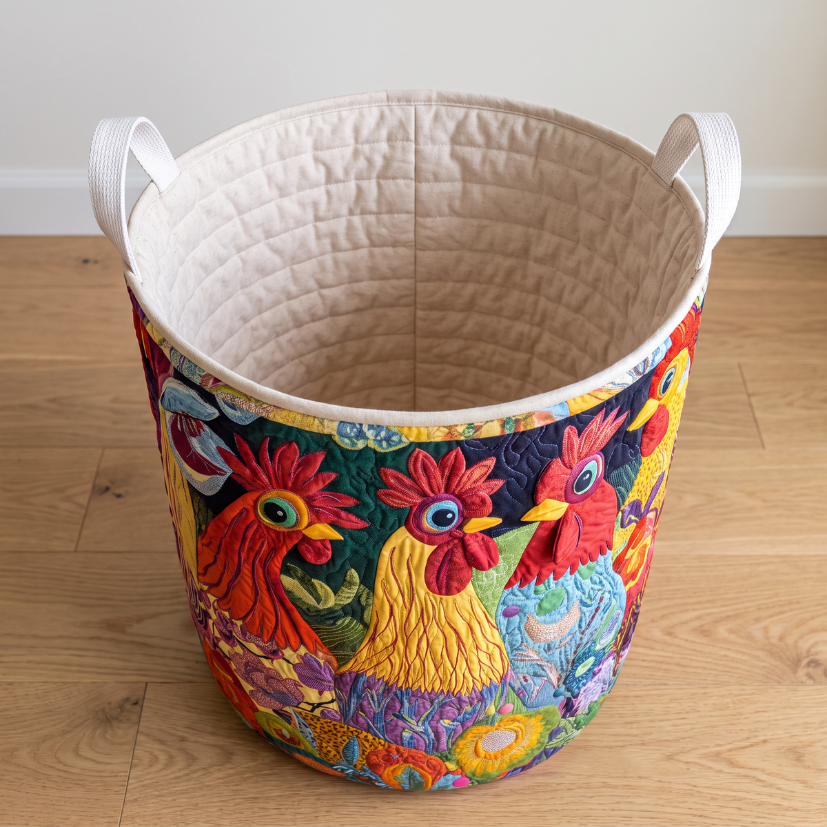 Quilted Laundry Basket - Hen