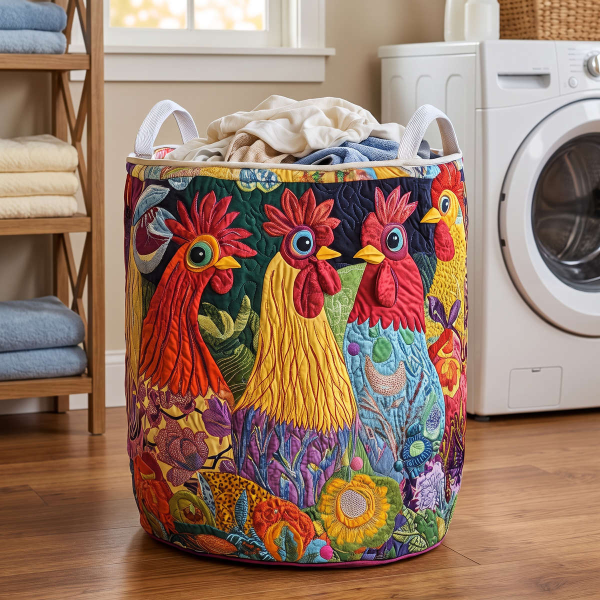 Quilted Laundry Basket - Hen