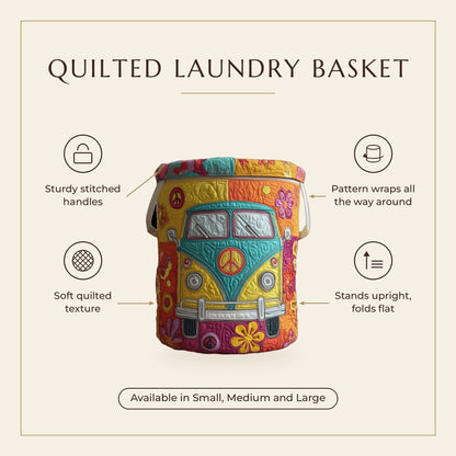 Quilted Laundry Basket - Hippie Style features infographic