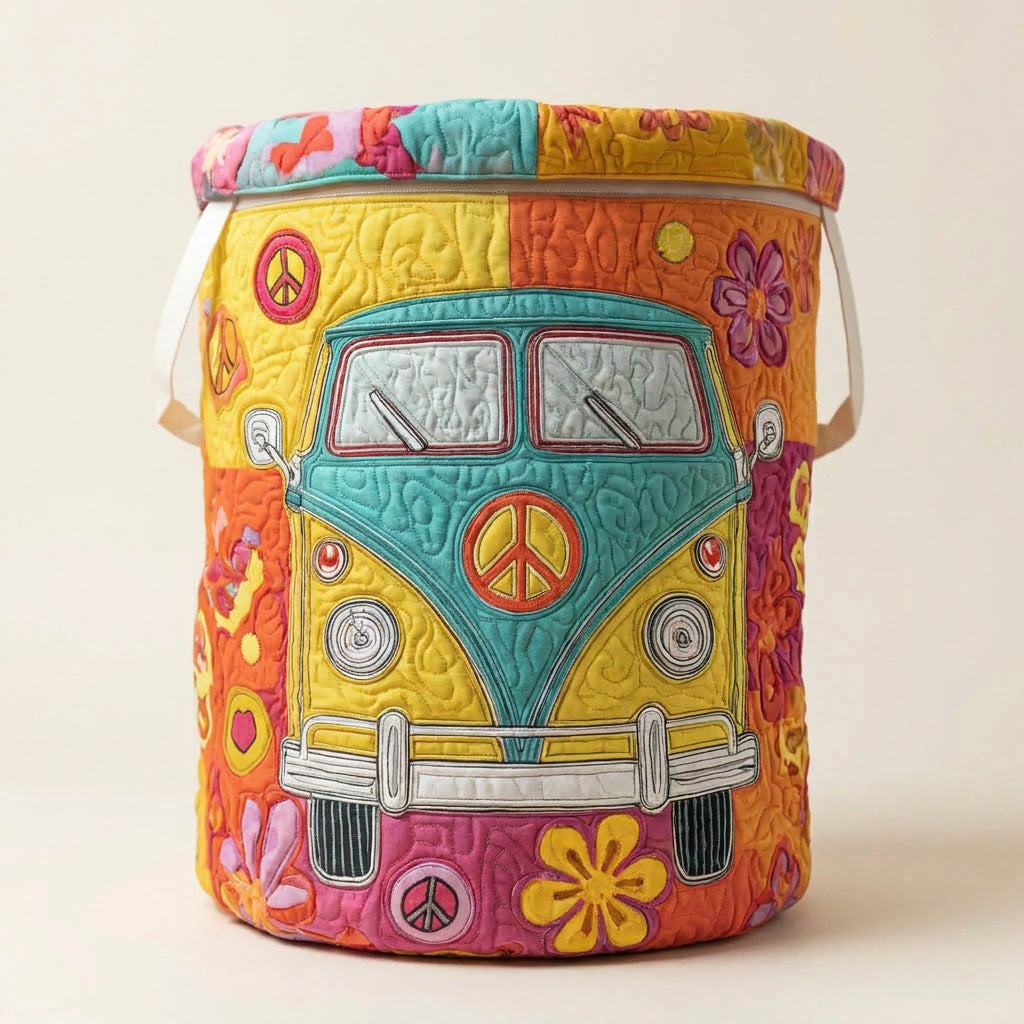 Quilted Laundry Basket - Hippie Style, studio photo