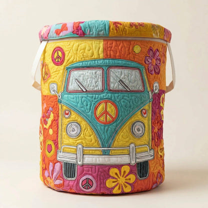 Quilted Laundry Basket - Hippie Style, studio photo