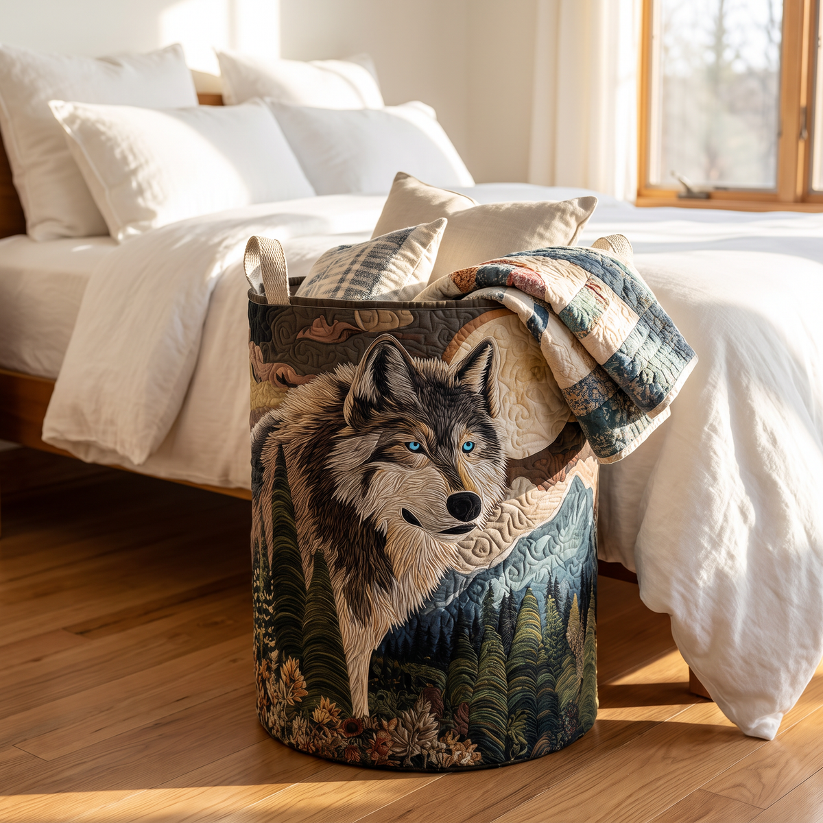 Quilted Laundry Basket - Howling at the Moon