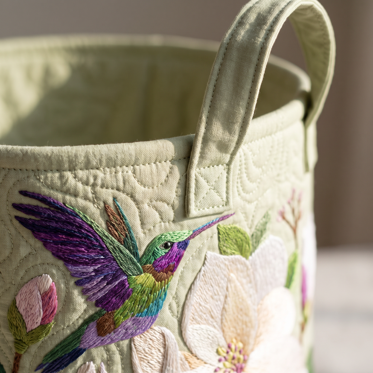 Quilted Laundry Basket - Hummingbird