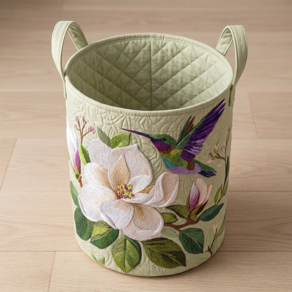 Quilted Laundry Basket - Hummingbird
