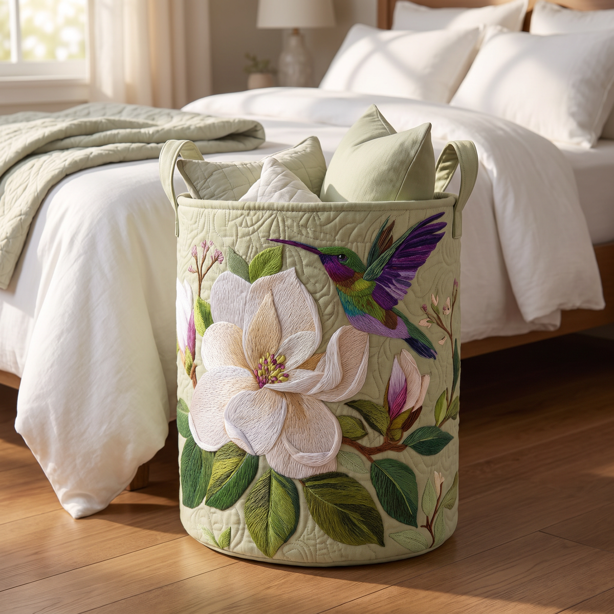 Quilted Laundry Basket - Hummingbird