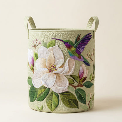 Quilted Laundry Basket - Hummingbird, studio photo