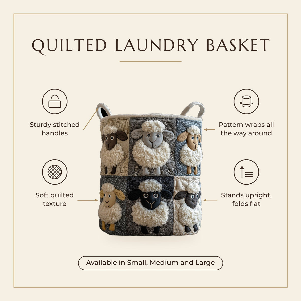 Quilted Laundry Basket - Joyful Peaks features infographic