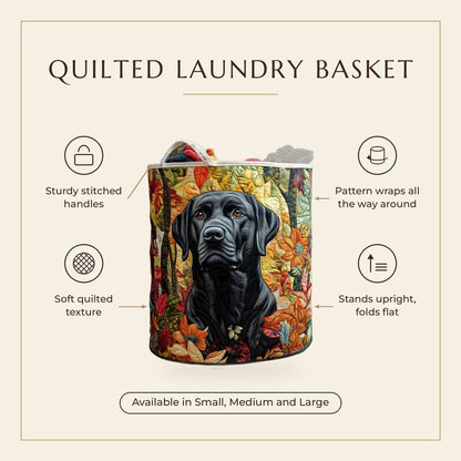 Quilted Laundry Basket - Labrador Loyalty features infographic