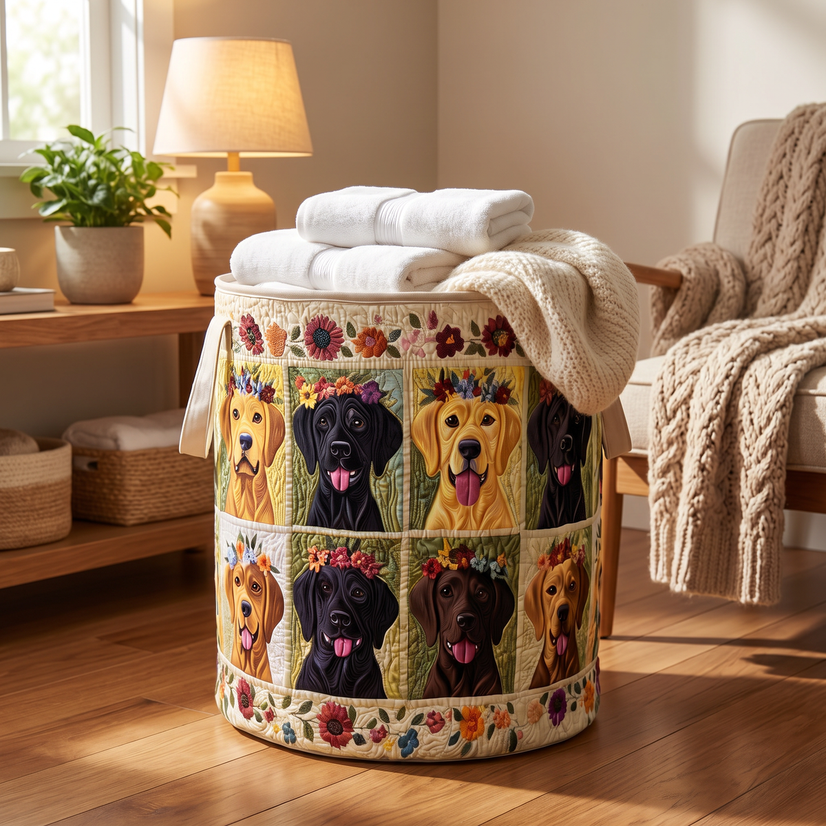 Quilted Laundry Basket - Labrador