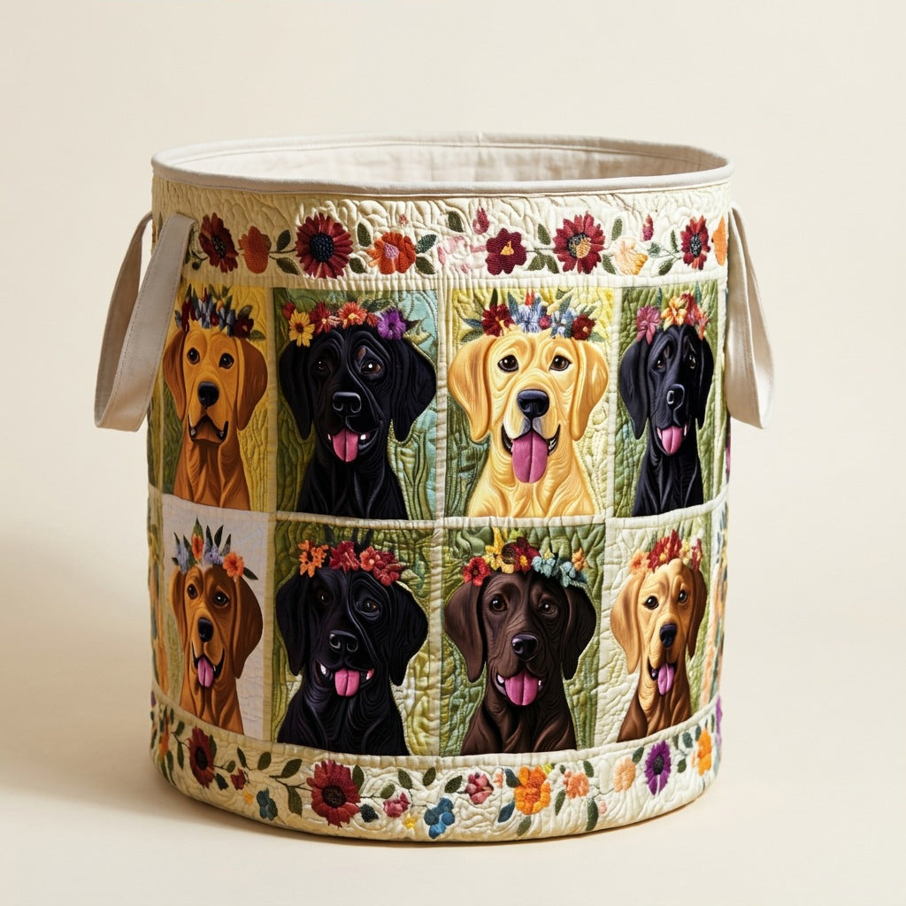 Quilted Laundry Basket - Labrador, studio photo