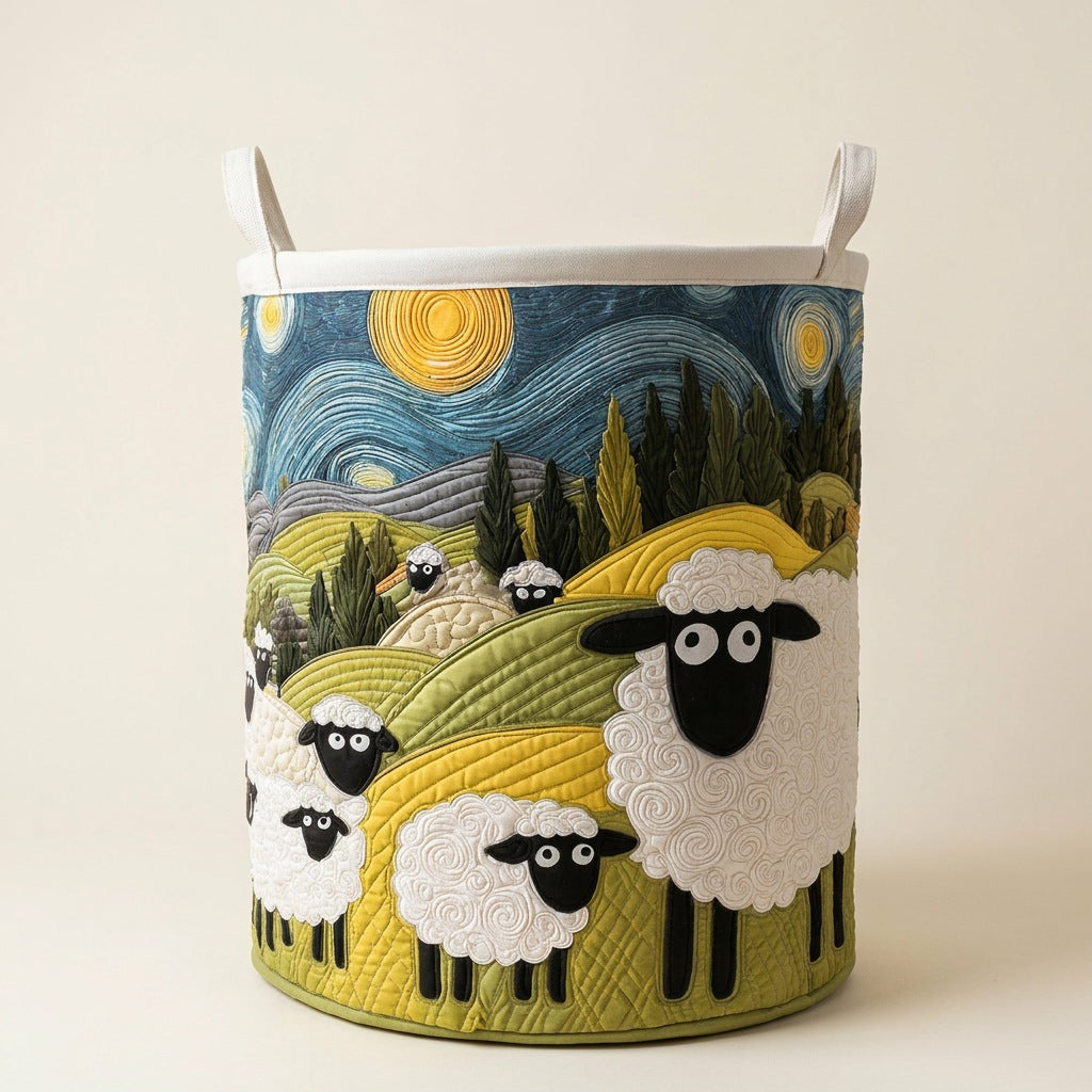 Quilted Laundry Basket - Lamb Meadow, studio photo