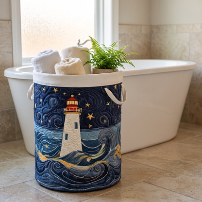 Quilted Laundry Basket - Lighthouse at Dusk