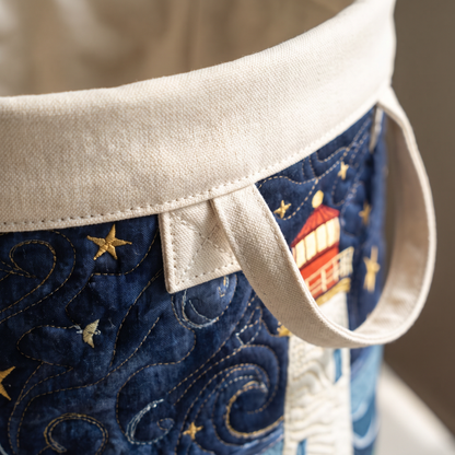 Quilted Laundry Basket - Lighthouse at Dusk