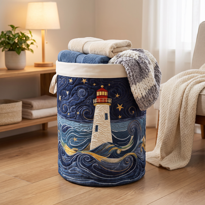 Quilted Laundry Basket - Lighthouse at Dusk