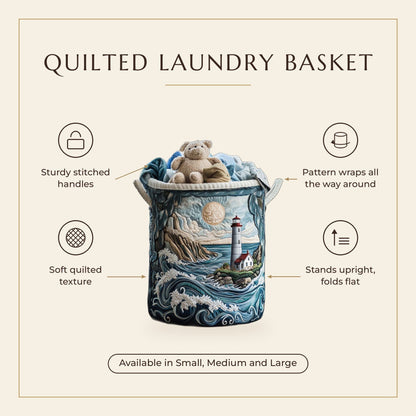 Quilted Laundry Basket - Lighthouse Bay features infographic