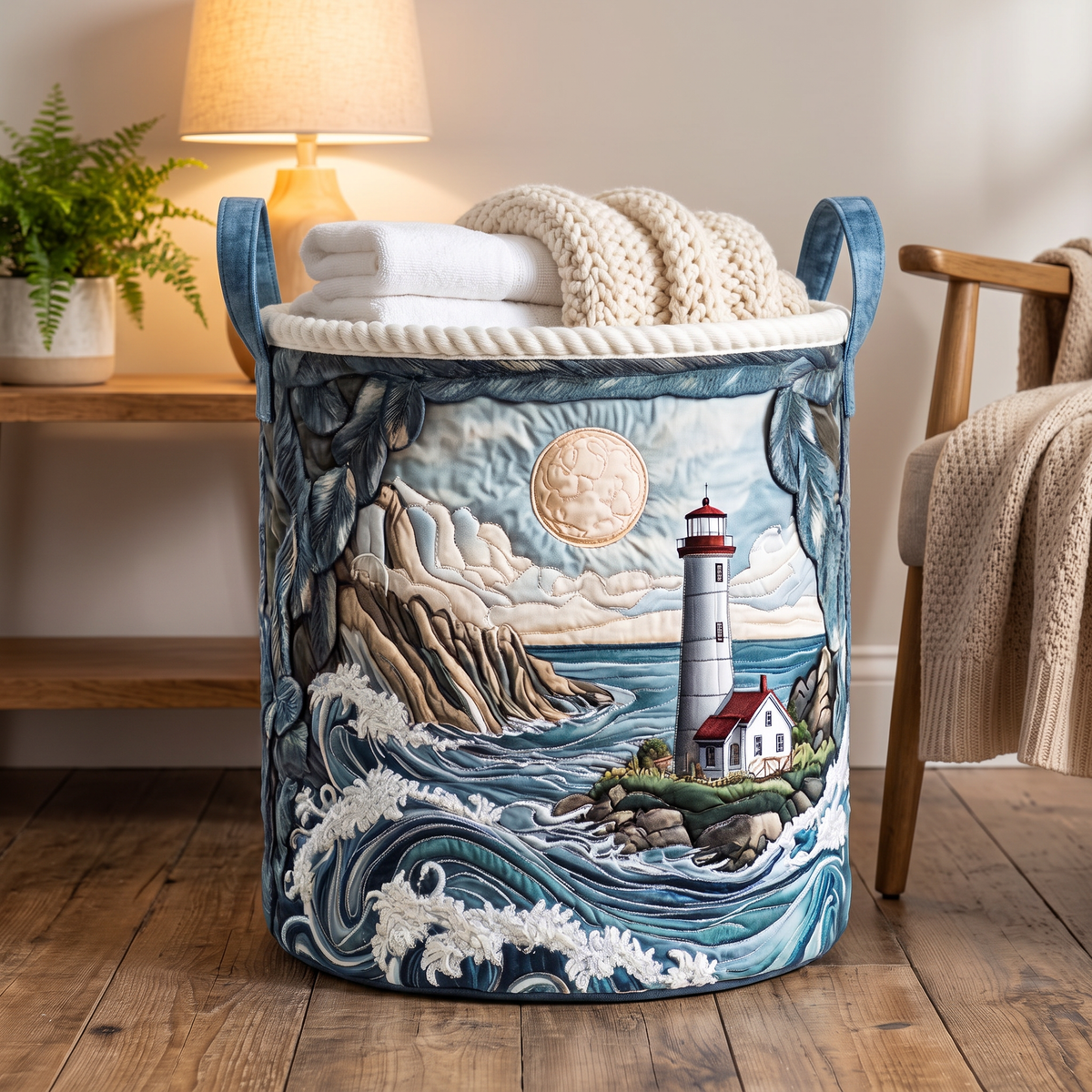 Quilted Laundry Basket - Lighthouse Bay