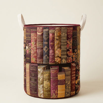 Quilted Laundry Basket - Literary Spirit, studio photo