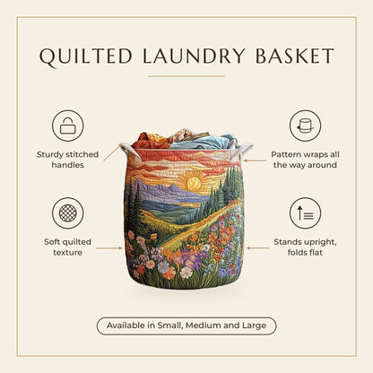 Quilted Laundry Basket - Morning Glory features infographic