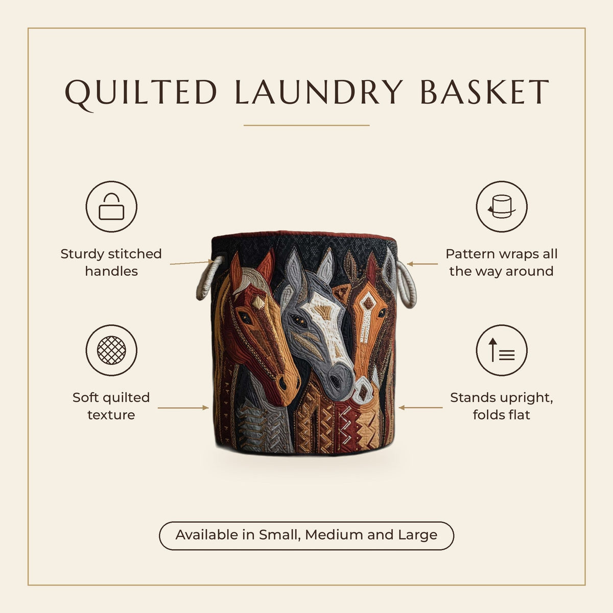 Quilted Laundry Basket - Mountain Hike features infographic