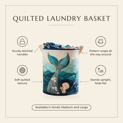 Quilted Laundry Basket - Mystic Stream features infographic