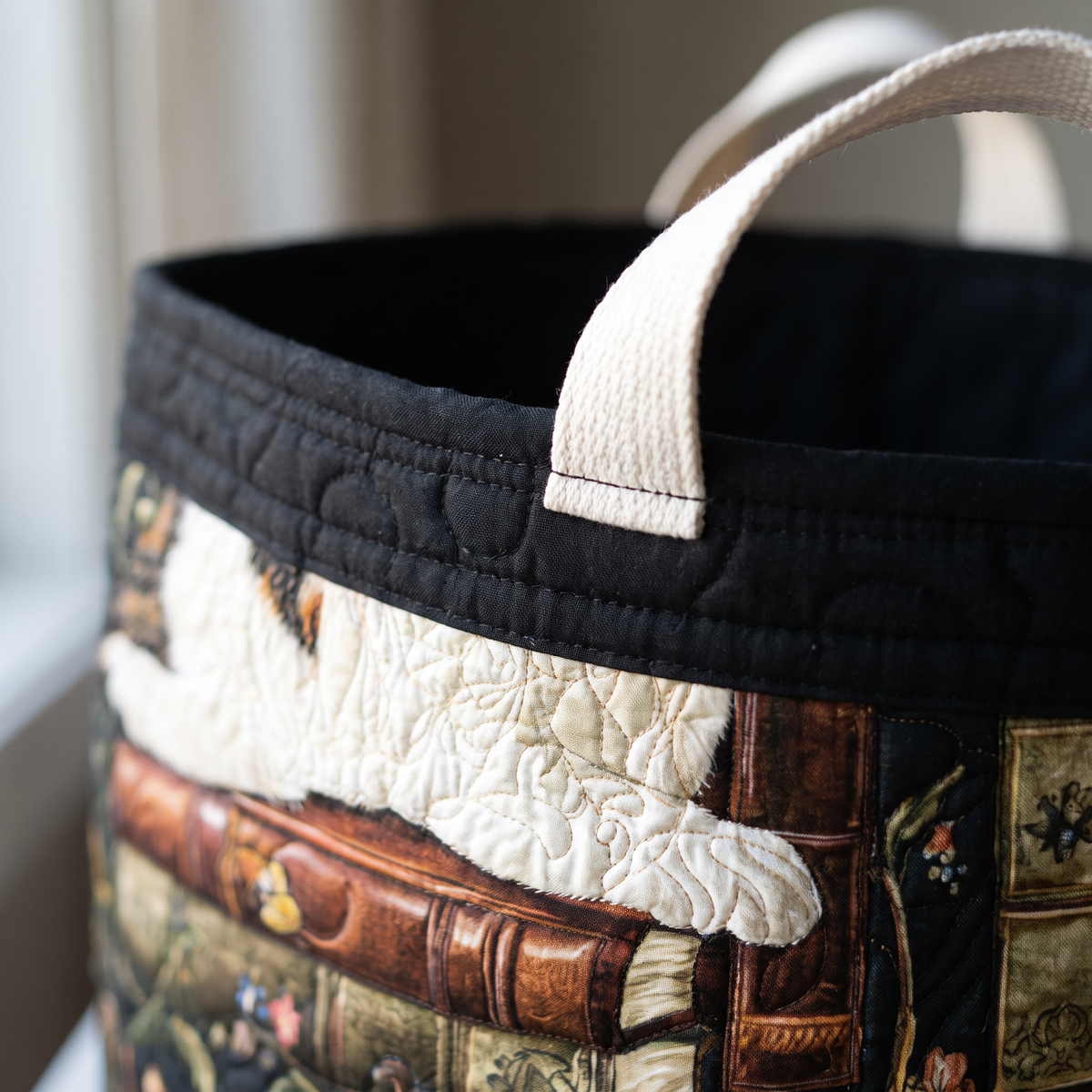 Quilted Laundry Basket - Mystical Cat