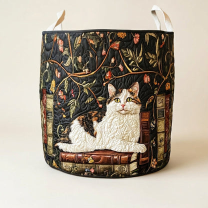 Quilted Laundry Basket - Mystical Cat, studio photo