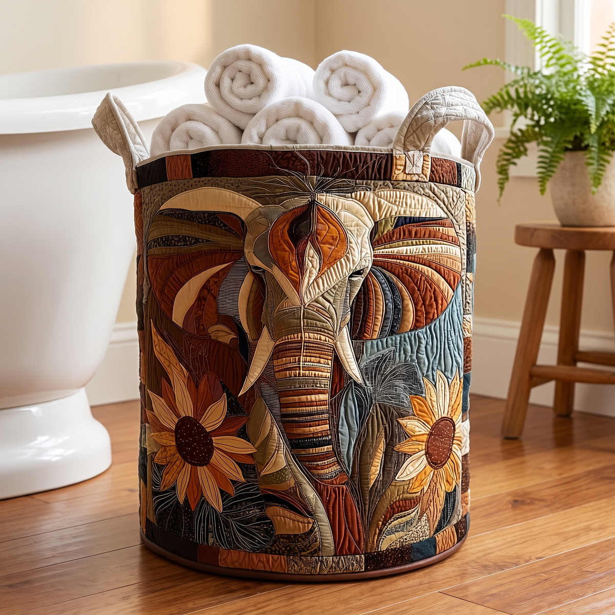 Quilted Laundry Basket - Mystical Elephant