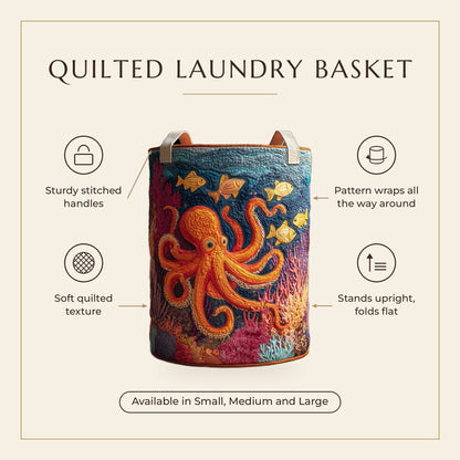 Quilted Laundry Basket - Mystical Octopus features infographic