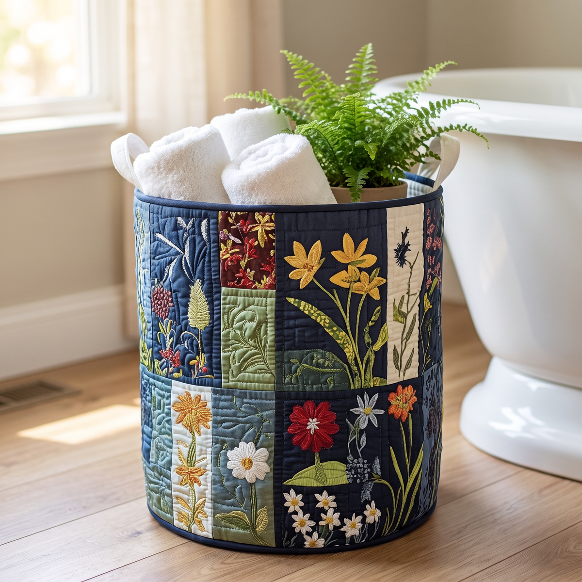 Quilted Laundry Basket - Natural Happiness