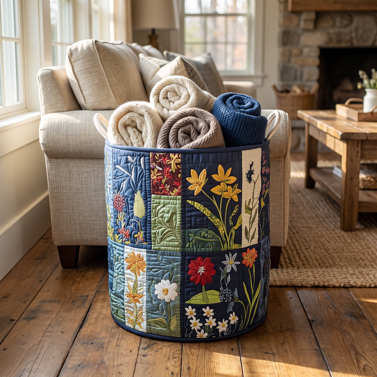 Quilted Laundry Basket - Natural Happiness