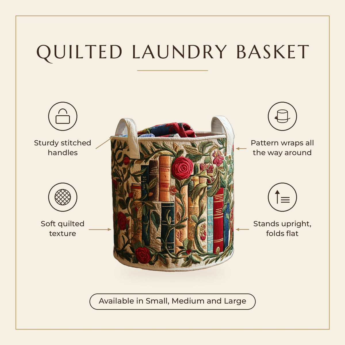 Quilted Laundry Basket - Natural features infographic