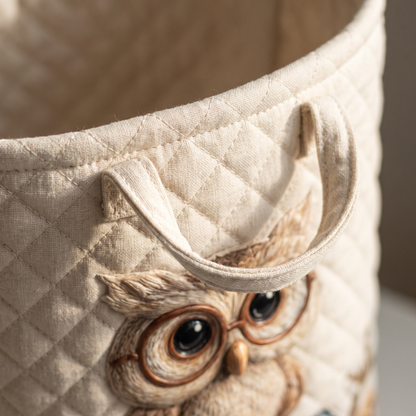 Quilted Laundry Basket - Owl