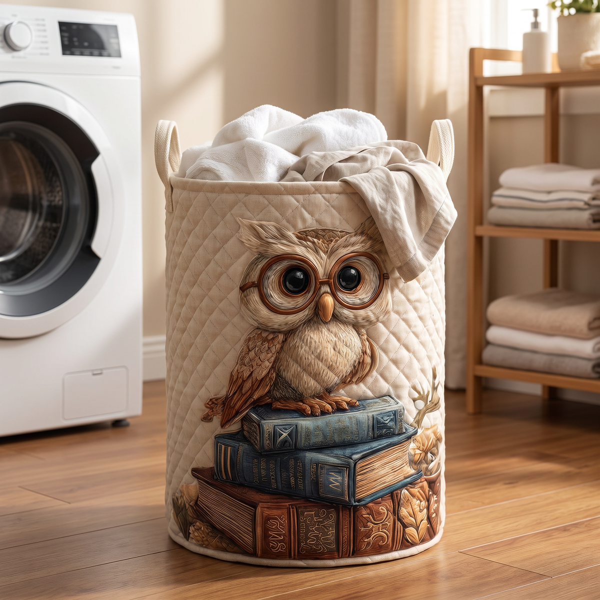 Quilted Laundry Basket - Owl