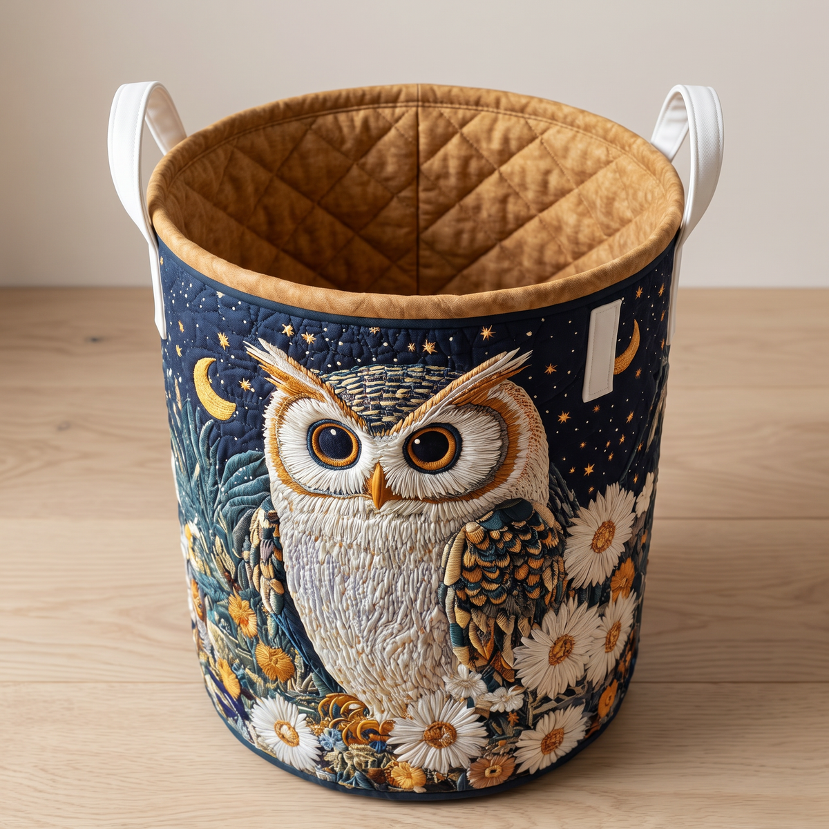Quilted Laundry Basket - Owls