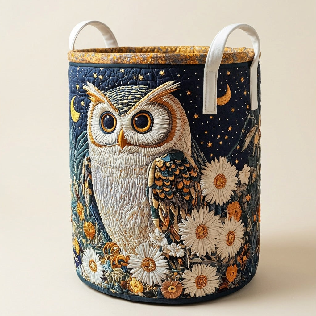 Quilted Laundry Basket - Owls, studio photo