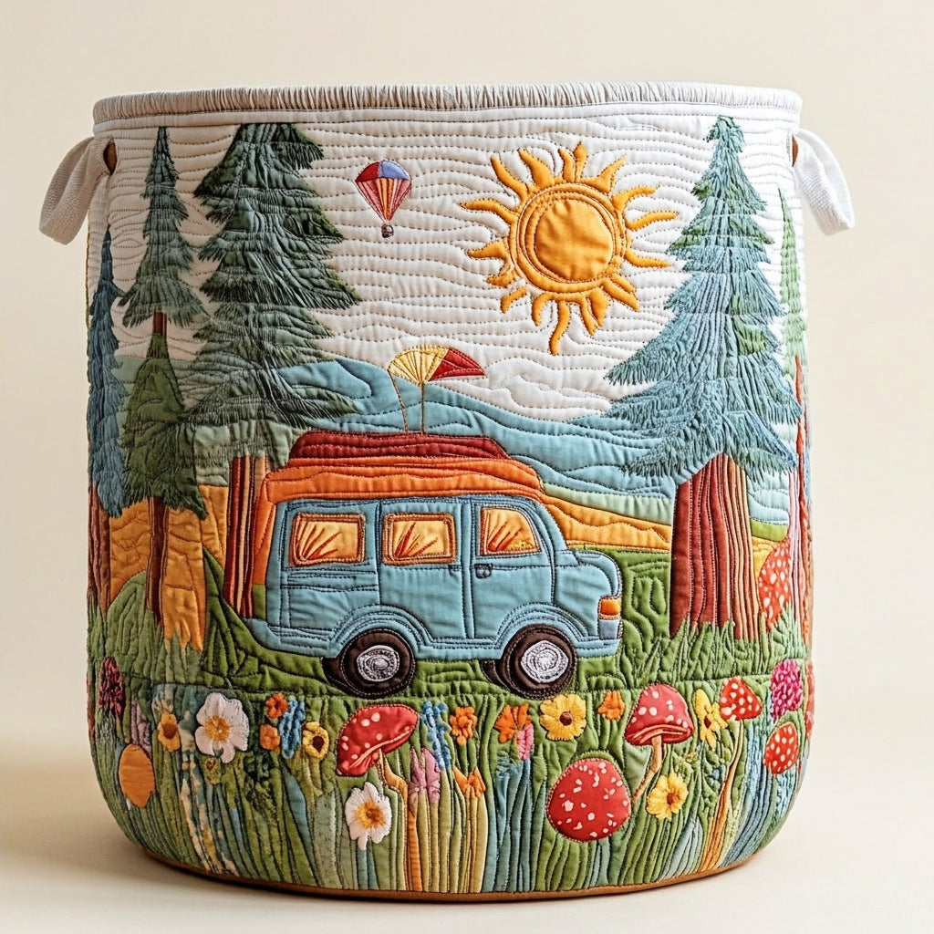 Quilted Laundry Basket - Peaceful Journey, studio photo