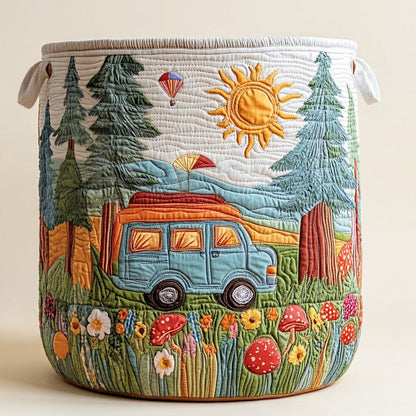 Quilted Laundry Basket - Peaceful Journey, studio photo