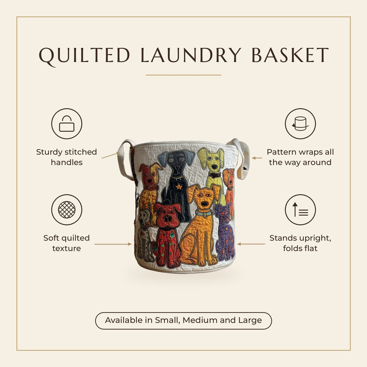 Quilted Laundry Basket - Perfect Allure features infographic