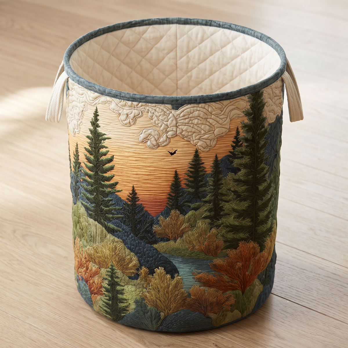 Quilted Laundry Basket - Pines at Sunset II