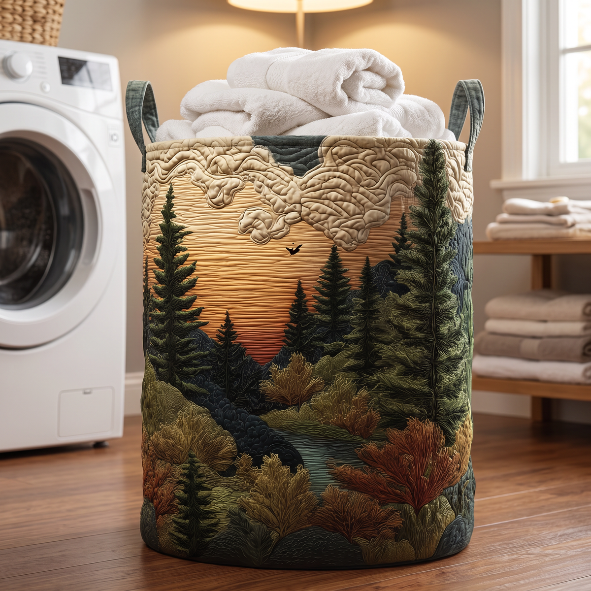 Quilted Laundry Basket - Pines at Sunset II