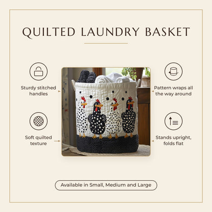 Quilted Laundry Basket - Polka Dots features infographic