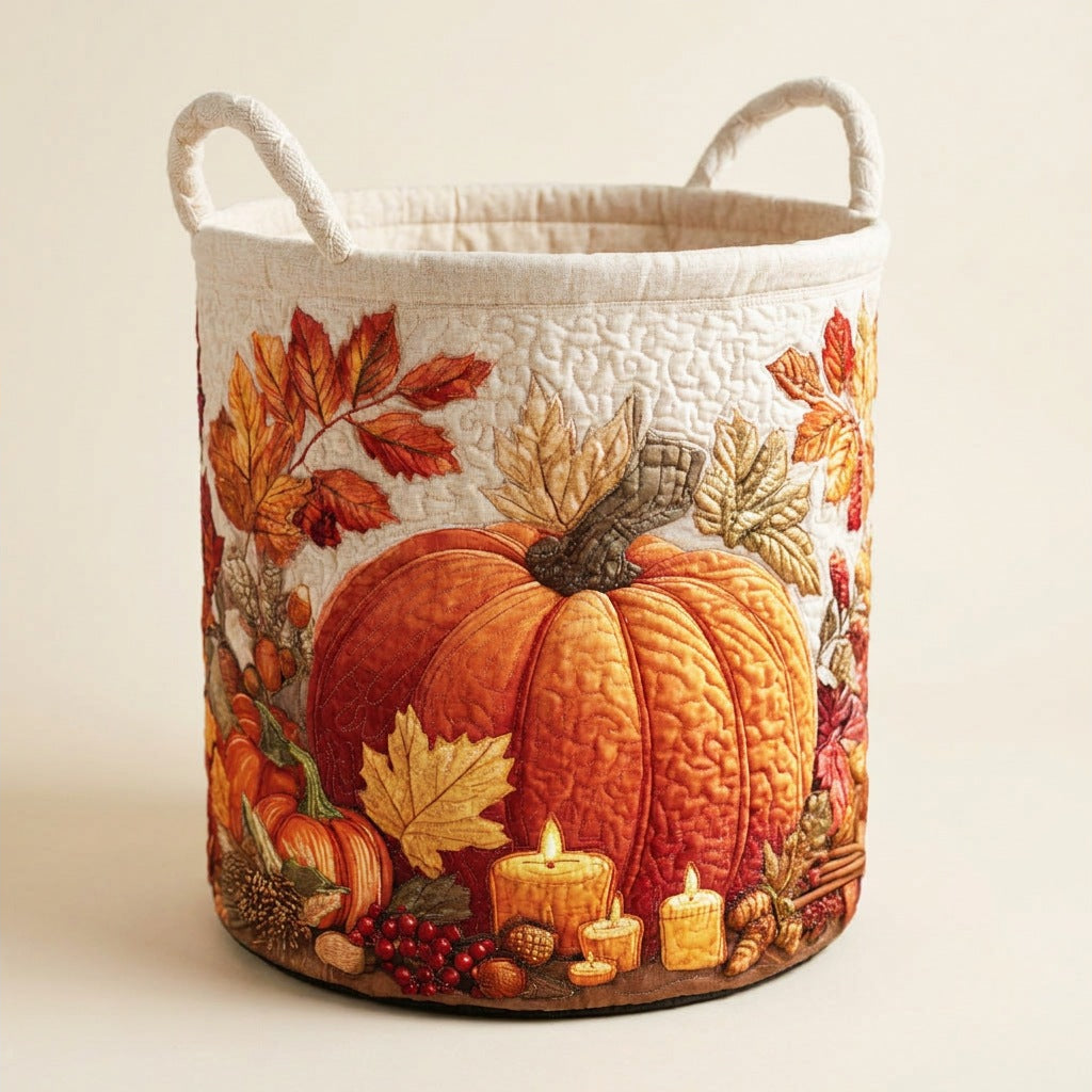 Quilted Laundry Basket - Pumpkin, studio photo