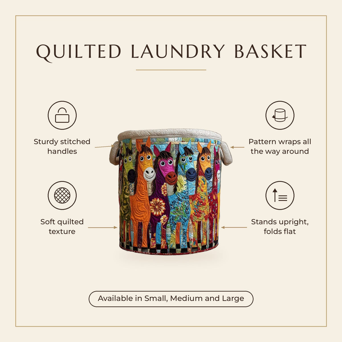 Quilted Laundry Basket - Radiant Shepherd features infographic